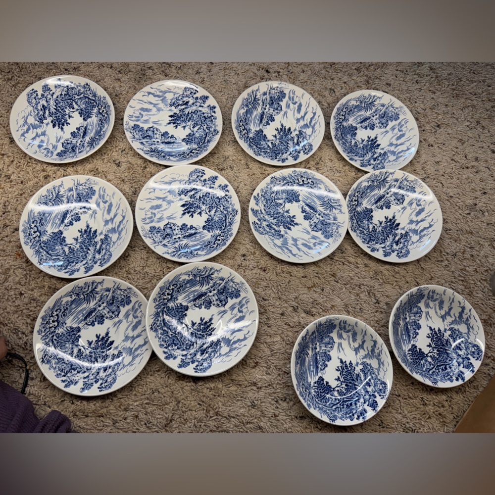 Enoch Wedgewood England Countryside 10 saucers and 2 small bowls set